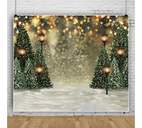 Leowefowa 10x8ft Winter Christmas Tree Backdrop Winter Snowflake Snow Scene Glitter Background Green Xmas Pine Tree Holiday Family Party Decor Banner Photo Supplies Prop