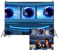 Leowefowa 7X5FT Studio TV Backdrop Interior Broadcasting Backdrops for Photography Global News Reportage Screen Conference Vinyl Photo Background Girls Person Studio Props