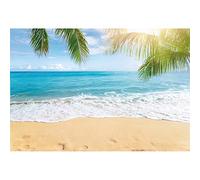 Leowefowa 8x6ft Sea Beach Backdrop Seaside Sand Beach Sea Wave Tropical Palm Leaf Photography Backdrops for Photo Shoots Holiday Party Adult Personal Portrait Photo Background Studio Props