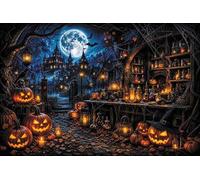 Leowefowa Halloween Witch Workshop Backdrop 10x8ft Spooky Apothecary with Jack-o'-Lantern Raven Potion Bottles Moon Photo Background for Witch Themed Party & Studio Prop Photoshoot