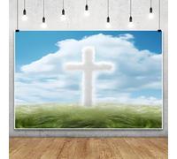 Leowefowa Spring Easter Sky Backdrops for Photography 10x8ft Vinyl Clouds Glowing Crucifix Jesus Christ God Belief Cross Photo Background Christian Church Events Decorations Photo Props