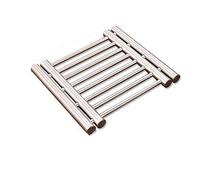 Leoyoubei 8x9 Metal Adjustable Trivet Wite from 9" to 15" Multi-Purpose Spoon Rest and Kitchen Table mats Shrink Pads Non-Sliding hot pad and Pot Holder (Silver)