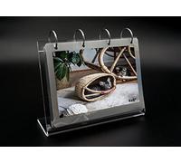 Leoyoubei Acrylic Sign Holder 4x6 Clear Photo Frame, Horizontal Free Standing Flip Album, Desktop Slant Back Sign Menu Holders, PVC Photo Clip Flip Display 7 Pages-14 Sides
