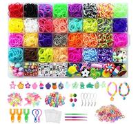 Lepat 2700PCS 40 Assorted Loom Bands Craft Kit, Loom Bands Starter Set, DIY Refill Bracelet with Bead Charm Crochet Kit, Friendship Jewellery Bracelet Maker Knitting Gift for Birthday/Christmas