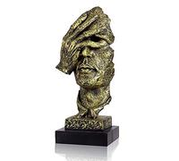 LEPENDOR Abstract and Creative Desk Decorations The Thinker Statue, Hand & Face Statues and Sculptures for Home Living Room Decor - No See Golden