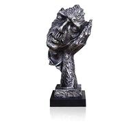 LEPENDOR Abstract and Creative Desk Decorations The Thinker Statue - Handcrafted Silent Men Statues Resin Abstract Sculpture Office Home Decor Figurine Gift (No Hear Silver)