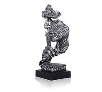 LEPENDOR Abstract and Creative Desk Decorations The Thinker Statue - Handcrafted Silent Men Statues Resin Abstract Sculpture Office Home Decor Figurine Gift - Silence Silver