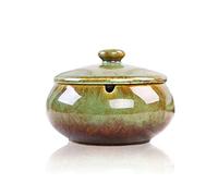 Lependor Ceramic Ashtray with Lids,Windproof,Cigarette Ashtray for Indoor or Outdoor Use，Ash Holder for Smokers,Desktop Smoking Ash Tray for Home Office Decoration - Green