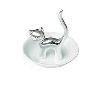 LEPENDOR Cute Animals Cat Ring Holder Ring Dish Jewelry Holder Rings Bracelets Earrings Trinket Tray for Women Girls Birthday Gift - Silver Cat