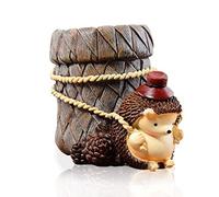 LEPENDOR Cute Hedgehog Desk Pen Pencil Pot Holder Toothbrush Holder Resin Desktop Organizer Container Stationery Storage Office Desk Decoration Study Bookshelf Decor (Work)