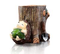 LEPENDOR Cute Hedgehog Desk Pen Pencil Pot Holder Toothbrush Holder Resin Desktop Organizer Container Stationery Storage Office Desk Decoration Study Bookshelf Decor (Rest)