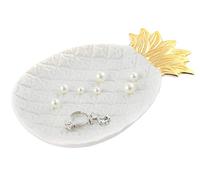 LEPENDOR Jewelry Holder Dish - Ceramic Ring Holder for Jewelry - Great Gifts for Women, Girls - Unique Birthday or BFF Gifts for Lovers - Big Size White Pineapple
