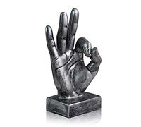 LEPENDOR Silver Polyresin Hand Gesture Desk Statues Finger Sculpture Decor - Silver Ok Fingers