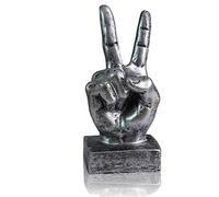 LEPENDOR Silver Polyresin Hand Gesture Desk Statues Finger Sculpture Decor - Silver Victory Fingers