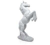 LEPENDOR Standing Horse Resin Statue for Home Decor Animal Ornament Sculpture Rearing Horse Art Figurine Decorative Sculpture - White