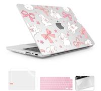 Lepeoac Case for 2026 MacBook Pro 14-inch M5 M4 M3 M2 M1 Pro/Max Chip, Release 2026 2025-2021, Model A3427 A3426 A3434 A3112, Plastic Hard Shell Case with Keyboard Cover, Rabbits & Stars & Bows