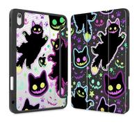 Lepeoac Case for iPad 11 inch A16 2025 Generation 11th / iPad 10.9 inch 2022 10th Gen, Buit in Pencil Holder with Shockproof Cover Clear Transparent Back Shell Auto Wake/Sleep, Creepy & Funny Cats