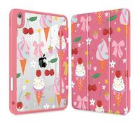 Lepeoac Case for iPad 11 inch A16 2025 Generation 11th / iPad 10.9 inch 2022 10th Gen, Buit in Pencil Holder with Shockproof Cover Clear Transparent Back Shell Auto Wake/Sleep, Ice Cream-Bows-Red