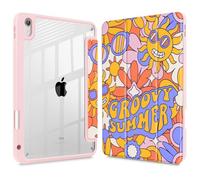 Lepeoac Case for iPad 11 inch A16 2025 Generation 11th / iPad 10.9 inch 2022 10th Gen, Buit in Pencil Holder with Shockproof Cover Clear Transparent Back Shell Auto Wake/Sleep, Colored Daisy Flower