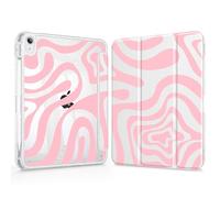 Lepeoac Case for iPad A16 11th Generation 2025 / iPad 10.9 inch 2022 10th Gen, Glitter Tablet Cases with Transparent Acrylic Back+Trifold Stand +Pencil Holder+Auto Wake/Sleep, Pink Wave Pattern