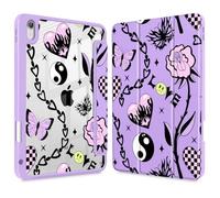 Lepeoac Case for iPad Air 11'' (M3 2025/M2 2024) 6th Gen/iPad Air 10.9'' 2022 2020 Air 5th /4th Gen, Buit in Pencil Holder with Clear Transparent Back Cover Auto Wake/Sleep, Y2K Emo Girl SD166