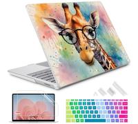 Lepeoac Compatible with 12.4 inch Microsoft Surface Laptop Go 3 Go 2 Go 1 Models: 1943 2013（2023 2022 2020 Release, Plastic Hard Shell Case with Keyboard Cover & Screen Protector, Glasses Giraffe