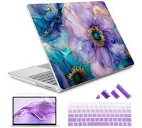 Lepeoac Compatible with 12.4 inch Microsoft Surface Laptop Go 3 Go 2 Go 1 Models: 1943 2013（2023 2022 2020 Release, Plastic Hard Shell Case with Keyboard Cover & Screen Protector, Fluid Art Flowers