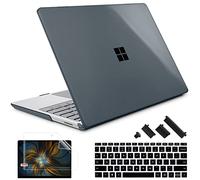 Lepeoac Compatible with 12.4 inch Microsoft Surface Laptop Go 3 Go 2 Go 1 Models: 1943 2013（2023 2022 2020 Release, Plastic Hard Shell Case with Keyboard Cover & Screen Protector, Crystal Black