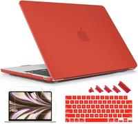 Lepeoac Compatible with MacBook Air 15 inch Case M4 A3241 M3 A3114 M2 A2941 2025 2024 2023 Releaes, Plastic Hard Case with Keyboard Cover & Screen Protector for Mac Air 15.3" Fits Touch ID, Matte Red