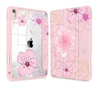 Lepeoac for iPad Air 11 Inch Case 7th/6th Gen (M3/M2) 2025/2024, for iPad Air 5th/4th Gen Case 10.9 Inch 2022/2020, Slim Stand Protective Cover with Hard Clear Back Shell Cover, Flowers Illustration