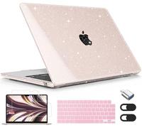 Lepeoac for MacBook Air 13.6 inch Case M4 M3 M2 2025 2024-2022 Release Model A3240 A3113 A2681, Sturdy Plastic Hard Shell Case & Keyboard Cover for MacBook Air M2 13 inch, Star Sparkle Sakura Pink