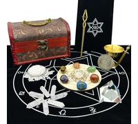 LEPEVNEY Chakra Healing Crystal Set: 7 Tumbled Stones, 7 White Quartz Wands, Pyramid Energy Generator, Tarot Cloth & More for Biginners Meditation & Spiritual Healing 24-Piece