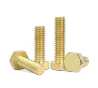 LEPEVNEY M6*50mm Brass Hexagon Screw Bolts - 10 PCS External Hex Head Tap Bolts Hexagon Screws with External Hexagon Thread