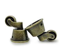 LEPEVNEY Swivel Caster Wheels Cup Type Solid Brass Castor for High Load Capacity Furniture, Universal Wheel Castors for Armchairs, Sofas, Beds, Antique Polished,φ1.77" / 45mm, Bronze 2 PCS