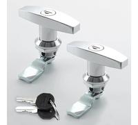 LEPEVNEY T Handle Door Lock Zinc Alloy Garage Door Lock Latch Cabinet Toolbox Handle Lock, RV Trailer Door Cam Lock 2-Pack, Silver