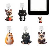 LEPGUYO 5 Piece Set Dust Plugs for Kindle, Typ C/USB-C Cable Covers & Cute Cat Lese Pendants, Holiday Gift for Book Lovers | Practical Kindle Accessories