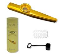 LEPGUYO Kazoo Professional Gold 10 Membrane & Wooden Case, Dustproof Cover for Ukulele & Guitar