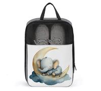 Lephant Sleeping on The Moon Watercolor Shoe Bag for Travel Daily Use Anti-dust Storage Carrier Golf Shoe Pouch