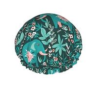 Lephants In The Jungle Pattern Shower Cap & Bath Cap For Women,Reversible Oversized Waterproof Shower Caps Large Designed For All Hair Lengths,Elastic Reusable Bathing Hair Cap