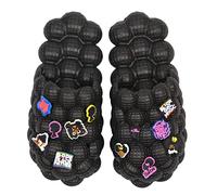 LEPHYON - Beaded Bubble Sandals, Massage Spa Slippers, Bubble Slides for Kids, Golf Ball Slides, Funny Bubble Crocodile Shoes, Soft EVA Cloud Pillow Slides Non-Slip Unisex, Black DIY, 23.5~25.0 cm