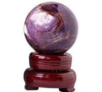 lepidolite Crystal Ball Amethyst Gemstone Sphere Quartz with Woodern Base Polished for Gifts Home Decor,40mm