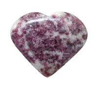 Lepidolite Crystal Heart Palm Stone - Pocket Massage Worry Stone for Natural Body Chakra Balancing, Reiki Healing and Crystal Grid