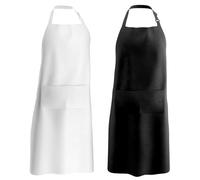 lepni.me 2 Pack Chefs Aprons | Cooking Baking Grilling for Home Restaurant | Premium Kitchen Gifts with Double Pocket Adjustable Bib for Men Women
