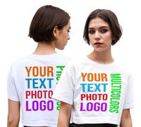 lepni.me Custom Crop Top for Women & Teen Girls - Personalized Front & Back Print - Casual Short Sleeve Tee for Everyday Wear, Gifts, Matching Outfits (L White Multi Color)