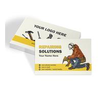 lepni.me Custom Handyman Business Cards with Your Name, Phone, Email Personalized White and Yellow Design Business Cards with Handyman Illustration for Mechanic Gloss Mat, Simple or Laminated All PCS