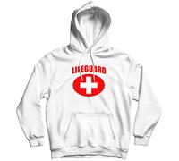 lepni.me Hoodie Sweatshirt Lifeguard White or Red Cross Lifeguarding Uniform Costume (S White Multi Color)