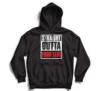 lepni.me Hoodie Sweatshirt Straight Outta Your Own Custom Text Personalized Slogan (L Black Multi Color)