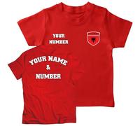 lepni.me Kids Personalised Football Jersey Albania | Your Name and Number | Albanian Flag Badge | Custom T-Shirt |European Football Championship 2024 (7-8 Years Red Multi Color)