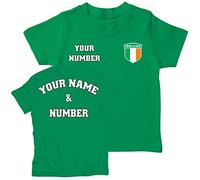 lepni.me Kids Personalised Football Jersey Ireland | Your Name and Number | Irish Flag Badge | Custom T-Shirt | Football Championship 2024 (7-8 Years Green Multi Color)