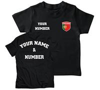 lepni.me Kids Personalised Football Jersey Portugal | Name and Number | Portuguese Flag Badge | Custom T-Shirt | Football Championship 2024 (14-15 Years Black Multi Color)
